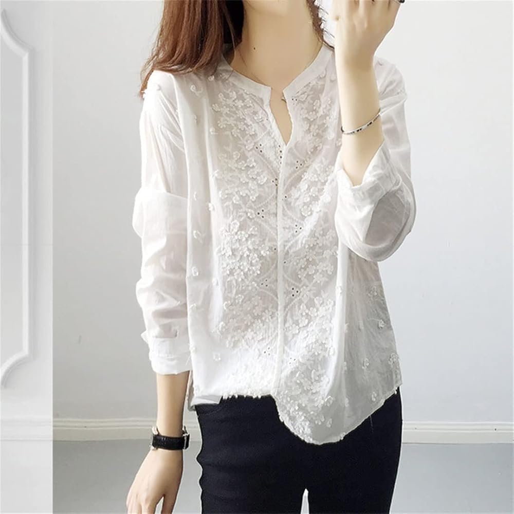 【新品未使用】deres half sleeve blouse white SHENHE Women's Sheer Button Up Blouse Half Sleeve Cropped